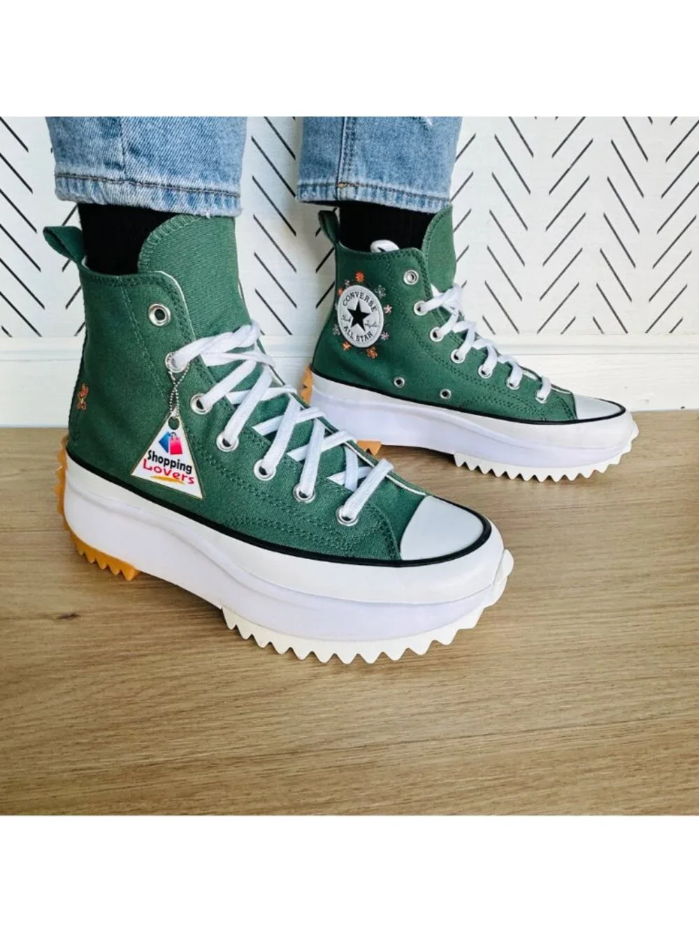 ⭐Converse Run Star Hike Hi Platform 9.5 Women Shoes Floral Green Sneaker A11562C - Picture 2 of 12